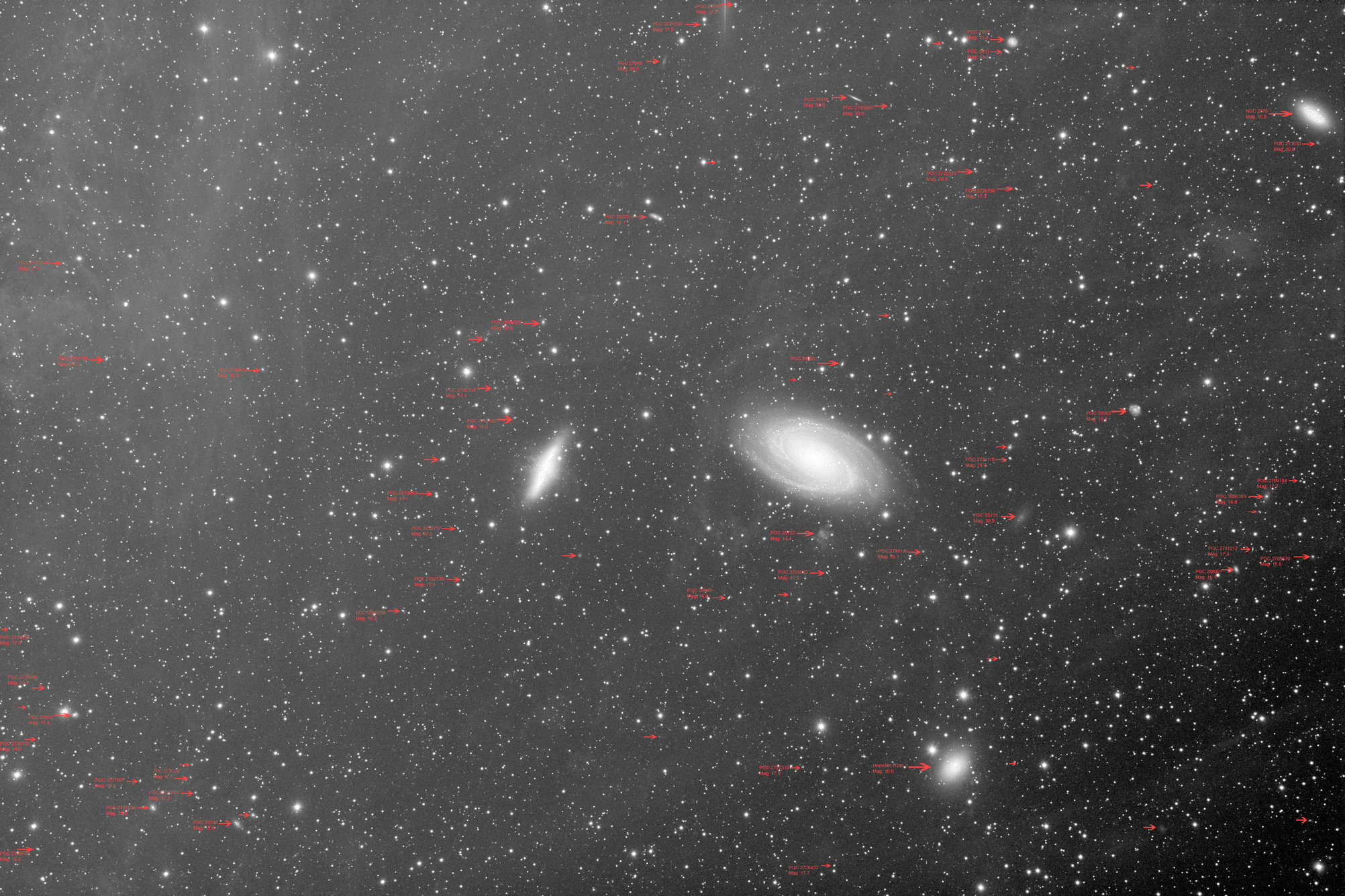 M81 M82 Luminance High Dynamic Range Annotated